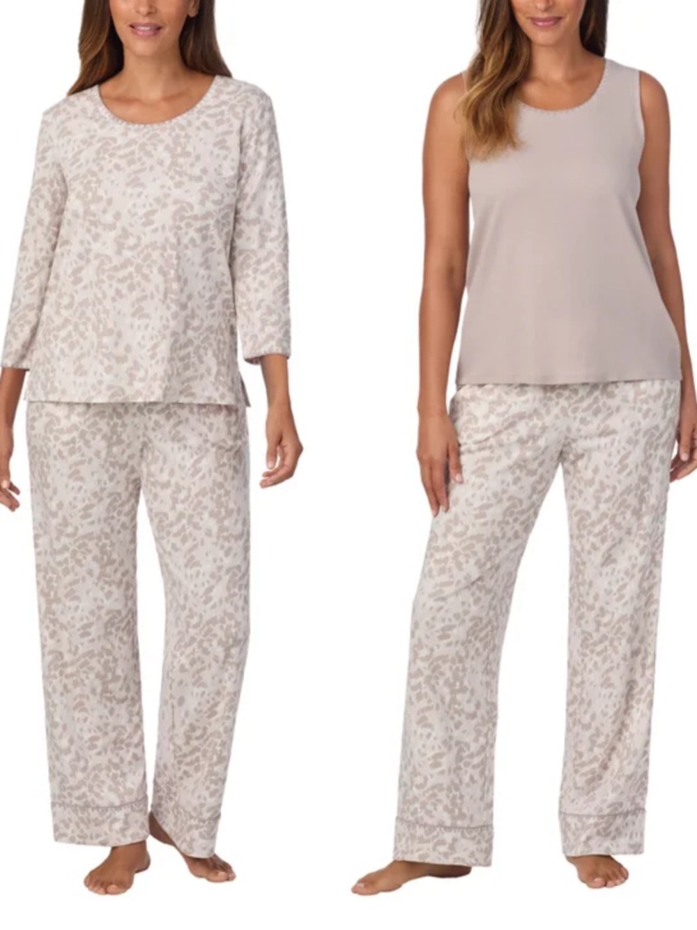 Carol HOCHMAN Cream (Abstract Animal) Pajama Set Three -Piece Sleepwear